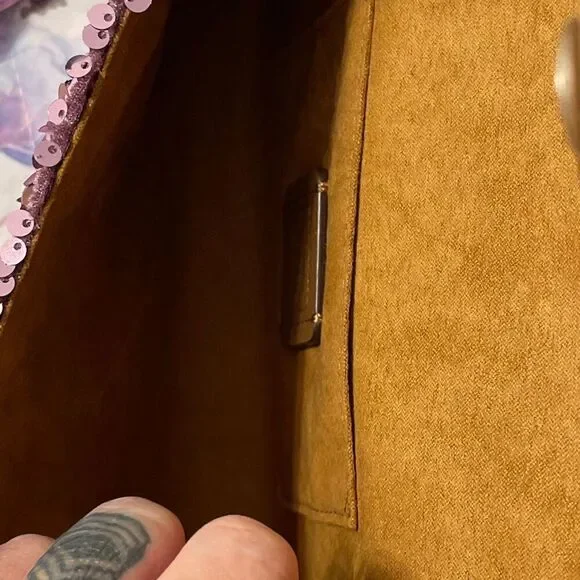 Coach Sequined Flap Clutch Crossbody Lilac Bag/Clutch - Picture 13 of 13